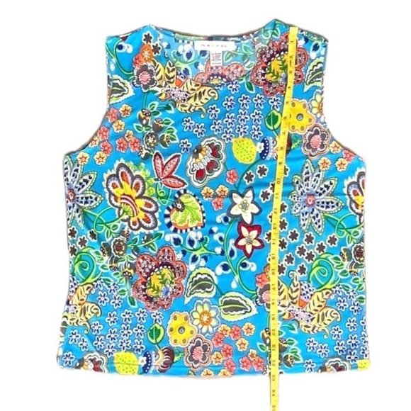 RAFAEL SLEEVELESS BRIGHT & COLORFUL FLORAL BLOUSE WOMENS SIZE LARGE - Picture 6 of 8